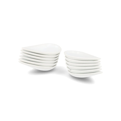 12 x Small Porcelain Tear Drop Canape Spoon