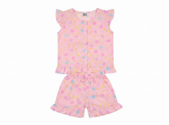 Baby girl pink polka dot top shorts set