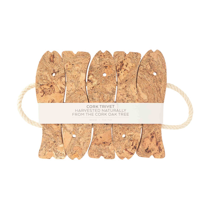 Marbled Organic Cork Five Fish Trivet, 22cm