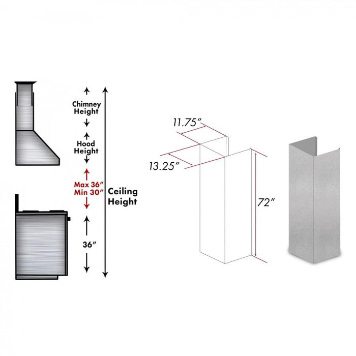 ZLINE 72 in. Extended Chimney and Crown, 8654 - E - Farmhouse Kitchen and Bath